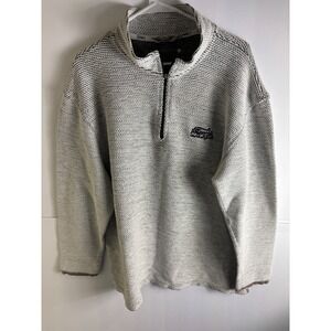 Weird Fish Men XL Macaroni Knit Quarter Zip Pullover Sweater Grey Textured XL